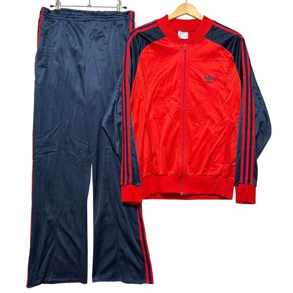 VTG 80s Adidas ATP Keyrolan Tracksuit Red Blue M/L - Picture 1 of 5